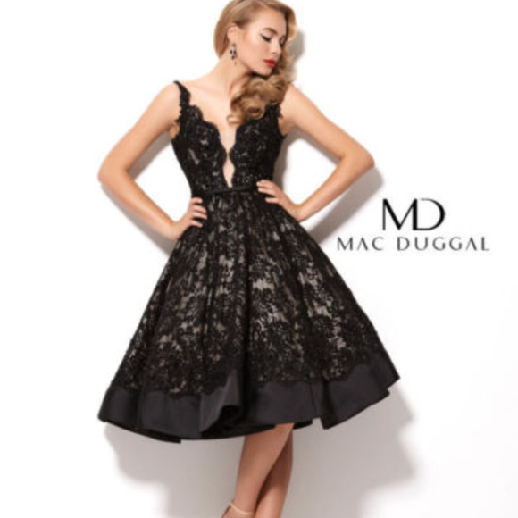 mac duggal fit and flare dress